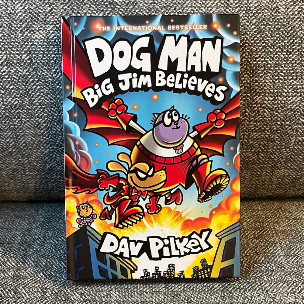 Scholastic Dog Man: Big Jim Believes — Bright Blue & Red Cover